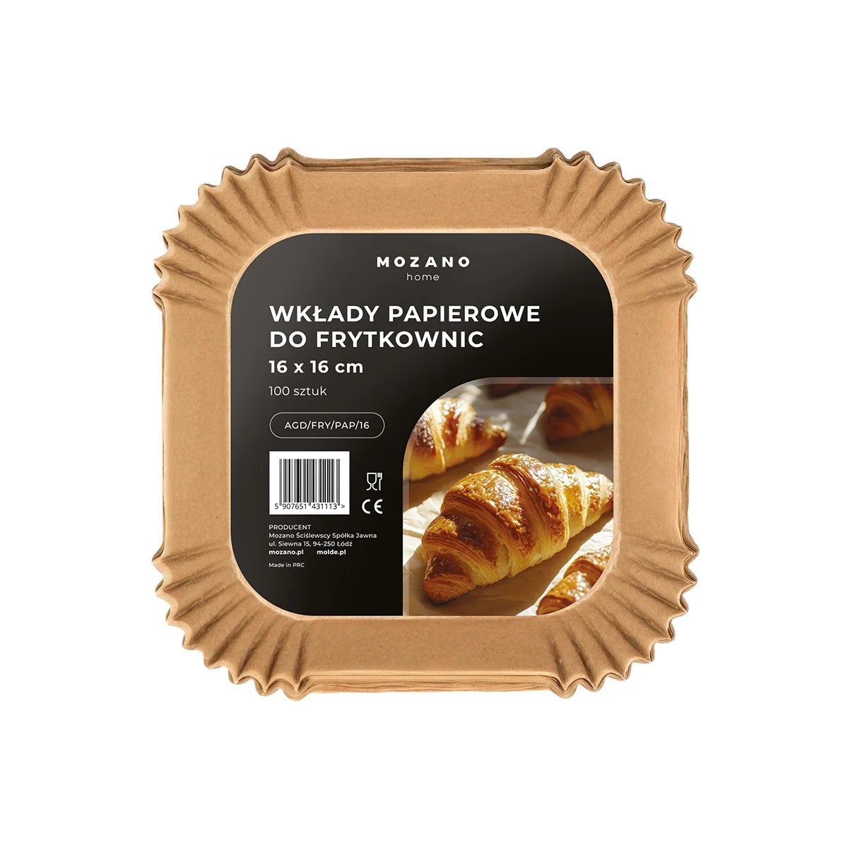 Wkłady Papierowe 100 sztuk 16x16cm Do Frytkownicy Mozano Active Fryer
