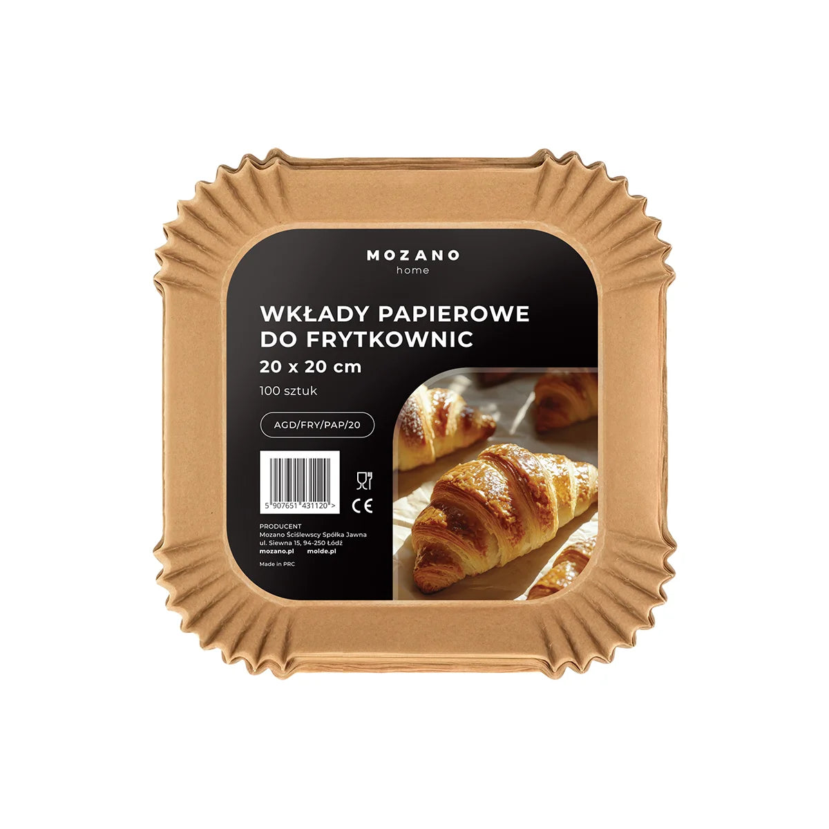 Wkłady Papierowe 100 sztuk 20x20cm Do Frytkownicy Mozano Air Fry Master / AirFry Chef